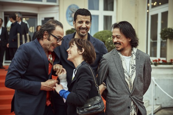 **Philippe Rebbot**, acteur, **Samir Guesmi**, acteur, **Florence Loiret-Caille**, actrice et **Stéphane Gallois** venus présenter l'*Effet aquatique* de **Sólveig Anspach**