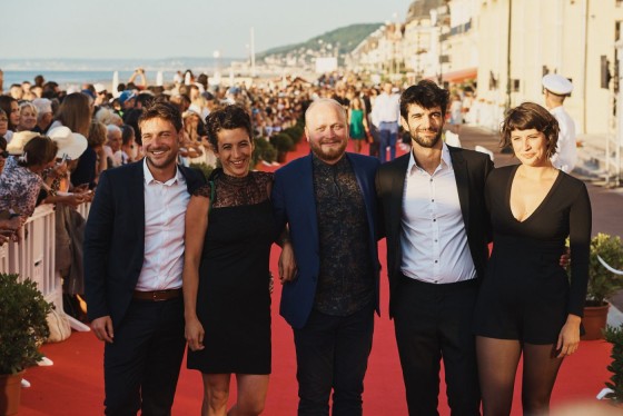 L'équipe du film *Even Lovers Get the Blues *: Tristan Schotte, Séverine Porzio, Laurent Micheli, Gabriel Da Costa et Adriana Da Fonseca